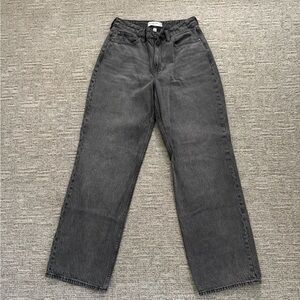Abercrombie & Fitch Curve Love High Rise Loose Washed Black Jeans